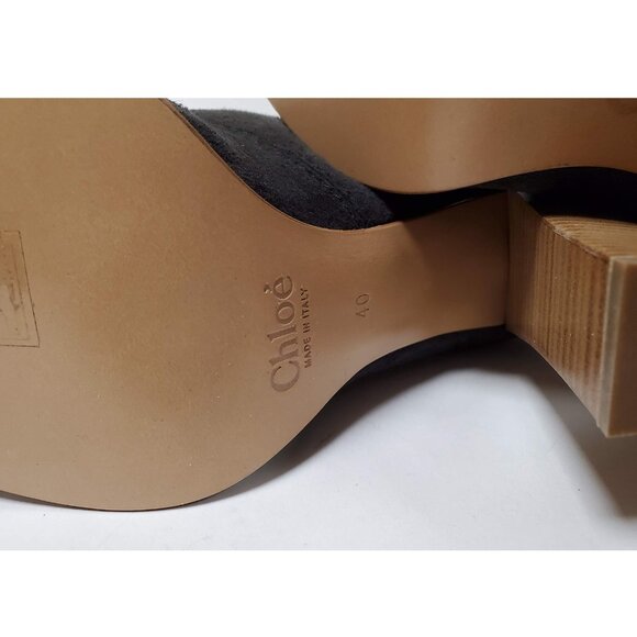 CHLOE ANKLE BOOTS DRAWSTRING SHEEPSKIN FOLD OVER BOOTIES sz 40 9.5 - Picture 7 of 11